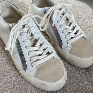 Madewell - White leather and Tan suede Sneakers with Iridescent Accents✨